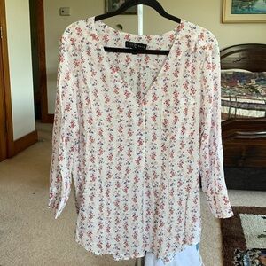 Fred David Floral Blouse Size Large EUC